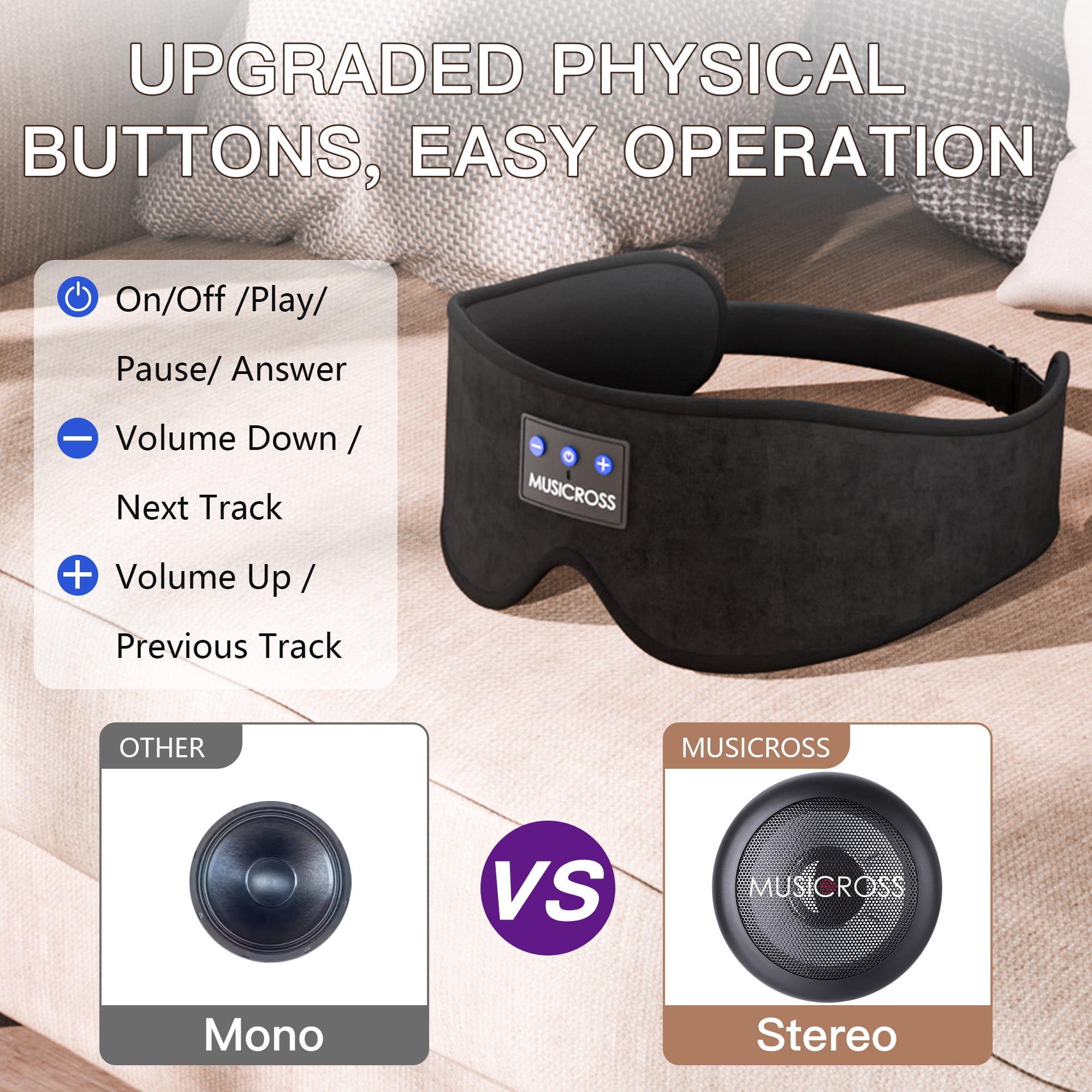 Arsvita Sleep Mask with Headphones Bluetooth 5.2 Wireless, 3D Eye Mask for Sleeping Built-in HD Music, Microphone for Calls, Sleep Headphones for Side Sleepers Travel Yoga Meditation