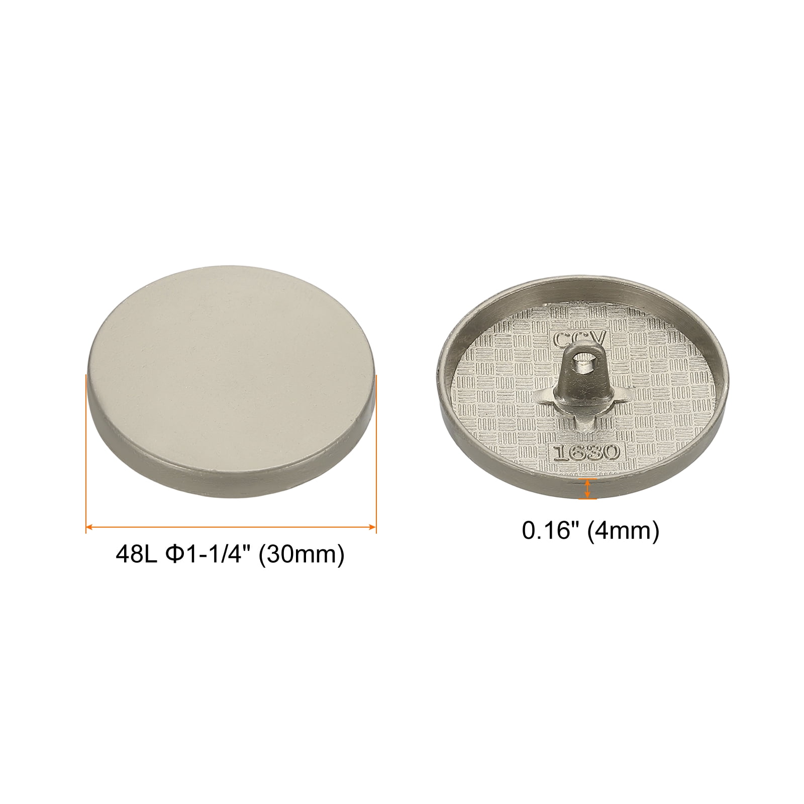 50pcs 48L Metal Round Flat Sewing Buttons 30mm Alloy Shank Craft Replacement Button for Men Women Suit Woolen Coat Shirt Trousers Sewing Crafts, Grey