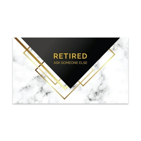 Koyal Wholesale Funny Retirement Business Cards, Marble Geometric Retired Business Cards, Farewell, Coworkers, 100-Pk