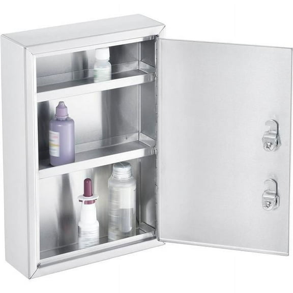 Stainless Steel Medical Cabinet with Double Key Locks - 8 x 2.62 x 12.12 in.