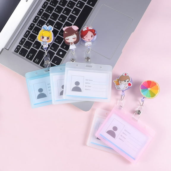 LEORX 5Pcs Badge Holder Case with Front Id Window for Business Card Use