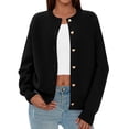 thumbnail image 2 of Cardigan Negro para Mujer PRETTYGARDEN con Botones Pequeños, 2 of 6