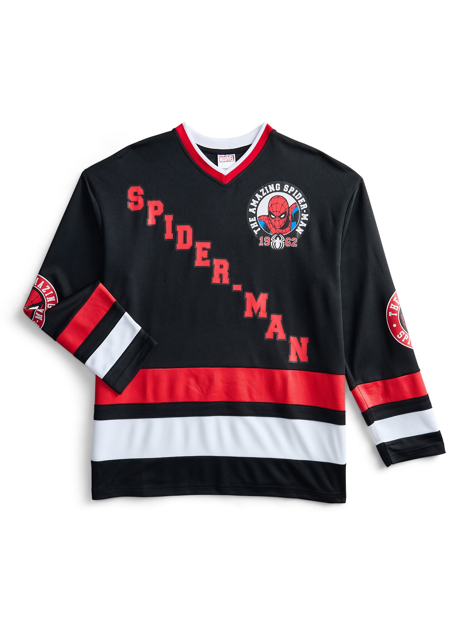 Spider-Man Boys and Big Boys Spidey Letters Graphic Hockey Jersey, Sizes 4-18