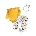 thumbnail image 3 of Dewadbow Toddler Baby Girls Long Sleeve Romper Bodysuit Pants 3PCS Outfits Clothes, 3 of 5