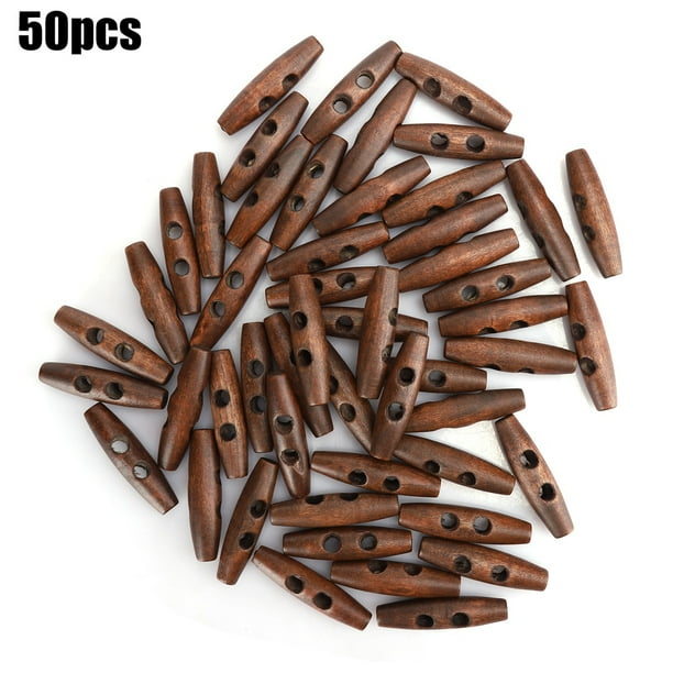 50Pcs Dark Coffee Sewing 2 Holes Wood Buttons DIY Coat Clothes