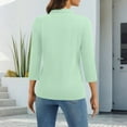 thumbnail image 4 of Women'S 3/4 Sleeve Collared Button Down Polo Shirts Golf Tee Casual Work T Shirts,Mint Green S, 4 of 5