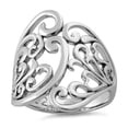 thumbnail image 3 of 925 Sterling Silver Platinum Plated Floral Vines Women Valentines Day Gifts Ring, 3 of 4