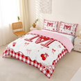 thumbnail image 2 of jejeloiu Ribbon Bow Duvet Cover Set For Girls,Red 3D Cartoon Initial Letter M Bedding Full For Kids,Pink Reversible,3 Pieces(No Comforter), 2 of 6