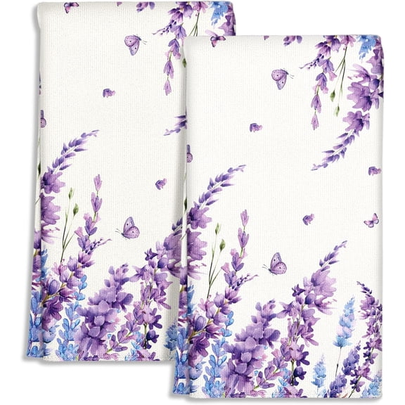 Cute Kitchen Towels Set of 2 - Dish Towels 18 x 26 Inch Microfiber Tea Towel for Home Decorative Strawberry Spring Summer Soft Reusable & Absorbent Aesthetic Vintage Design