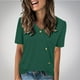 thumbnail image 2 of Tops de Color Sólido para las Mujeres, Botón de Cuello en V de Manga Corta, Top de Moda Casual para las Mujeres, 2 of 9