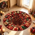 thumbnail image 4 of PLPPYFS Christmas 3D Visual Illusion Round Area Rug, Vortex Hole Pattern Non‑ Absorbent Floor Mat, Festive Holiday Decor Doormat for Entryway, Bedroom, Living Room Party Decoration, 4 of 6