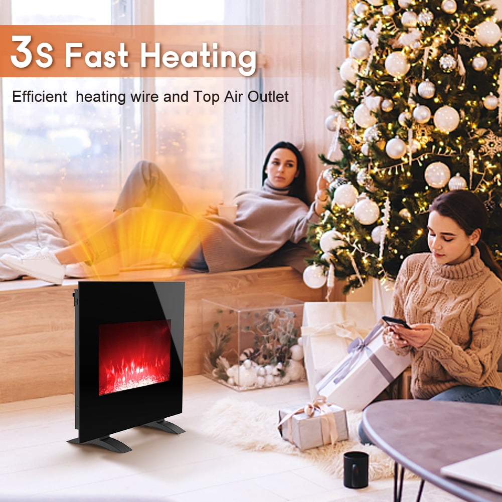 Lifeplus 26"1500-Watt Freestanding or Wall Mounted Electric Fireplace Heater, Black
