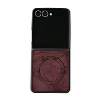 Allytechgroup Magnetic Faux Leather Case For Samsung Galaxy Z Flip 6/Z Flip 7 FE, TPU Anti-Scratch Shock-Absorbent Flip Cover Slim Protective Magnetic Back Shell for Galaxy Z Flip 6/Z Flip 7, Winered