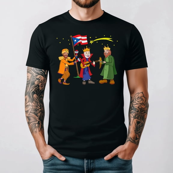 Puerto Rico Tres Reyes Magos Three Wise Men Holiday Graphic T Shirt, for men & women up to 5XL