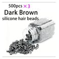 thumbnail image 2 of Perlas de silicona para extensiones de cabello, 1500 unidades, AMGPT, marrón oscuro, 2 of 7