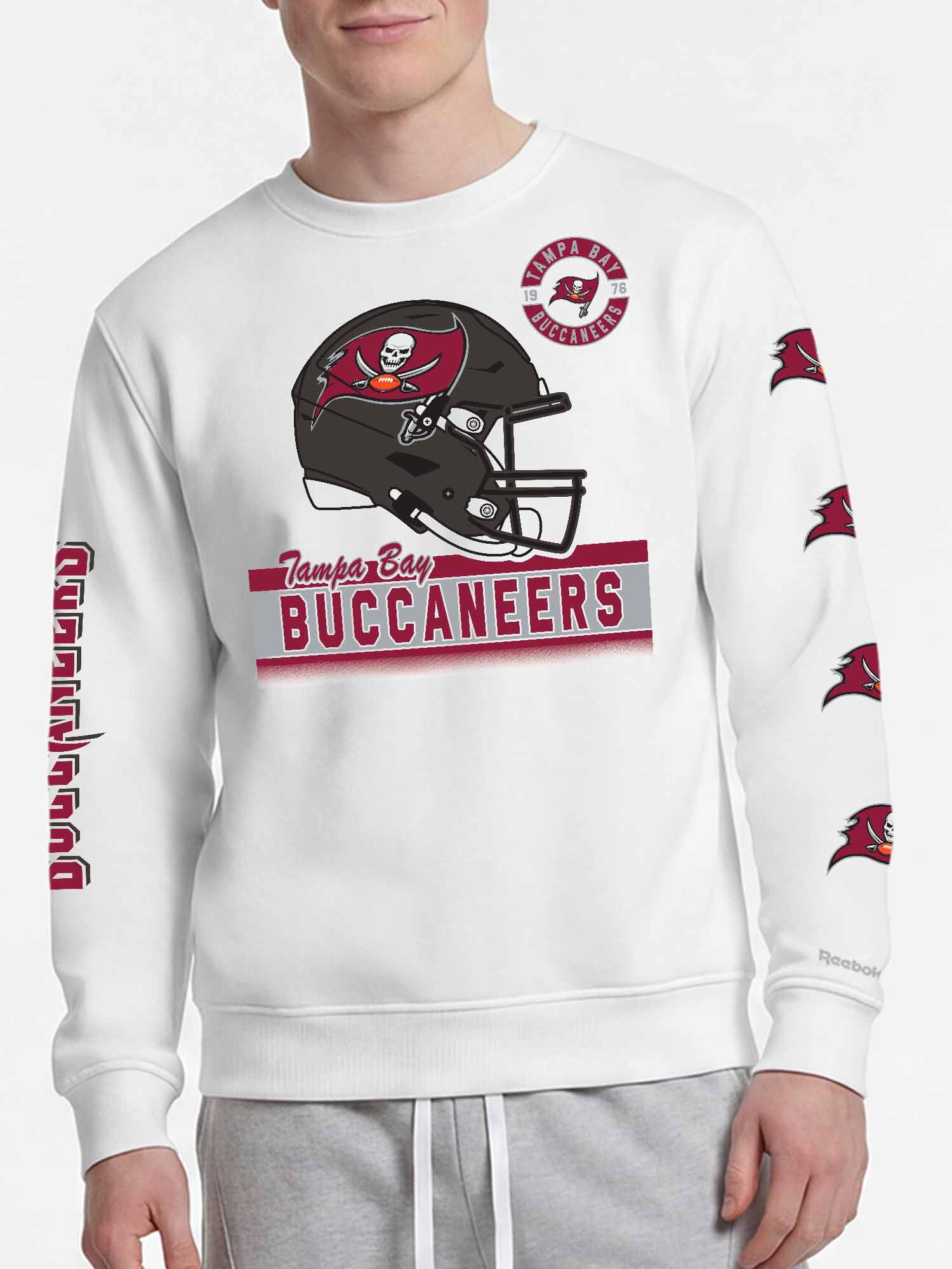 Tampa Bay Buccaneers Reebok Mens White Crew Sweatshirt