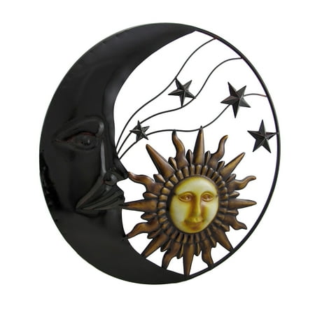 Sun Hanging Metal Decor - Celestial Metal Moon Sun and Stars Wall Art Hanging