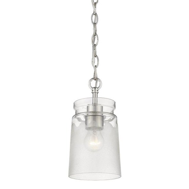Golden Lighting 1405-M1L PW-CAG Travers Mini Pendant Light, Pewter
