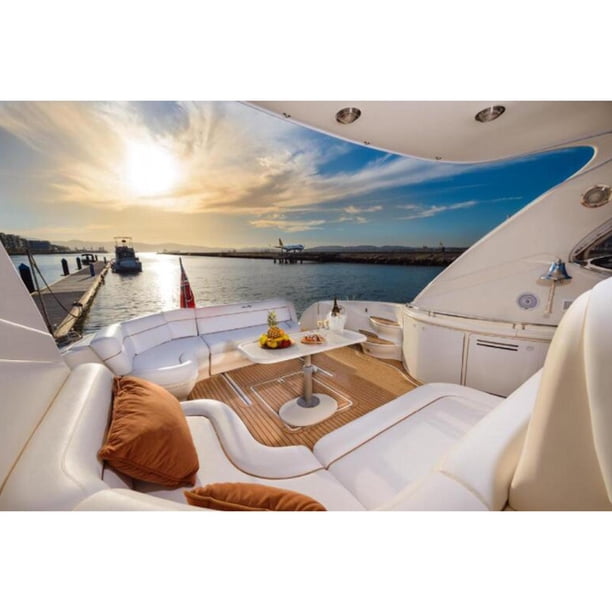 Tapis De Sol Bateau En EVA Teck Antidérapant - 240x90x0.6 Cm - Revêtement Pour Pont De Yacht, Camping-Car, Plage - Facile à Nettoyer Et Couper