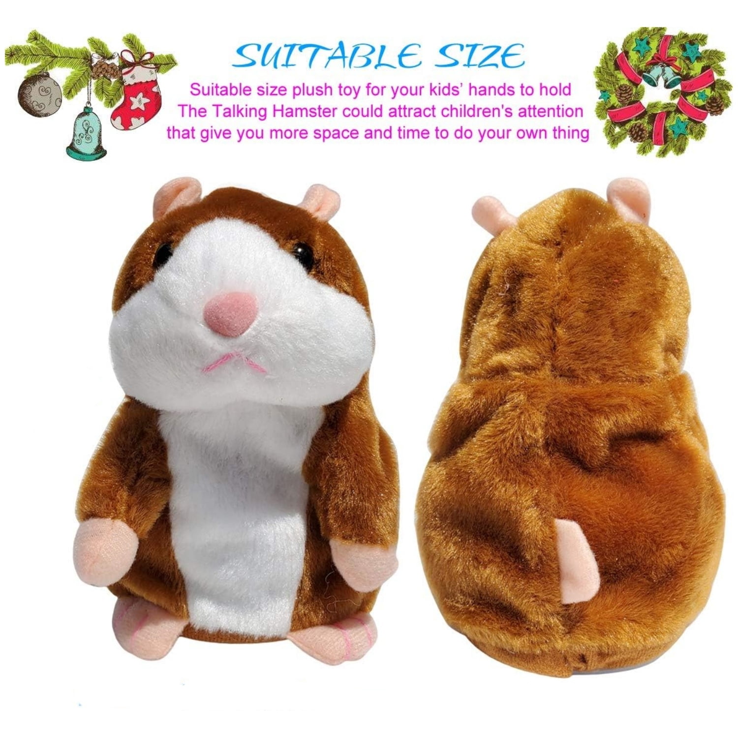 Talking Hamster Toy 2 Pack Animal Talking Toys Repeats What You Say Mimicry Pet Talking Record for Boys & Girls Plush Interactive Toys, Brown