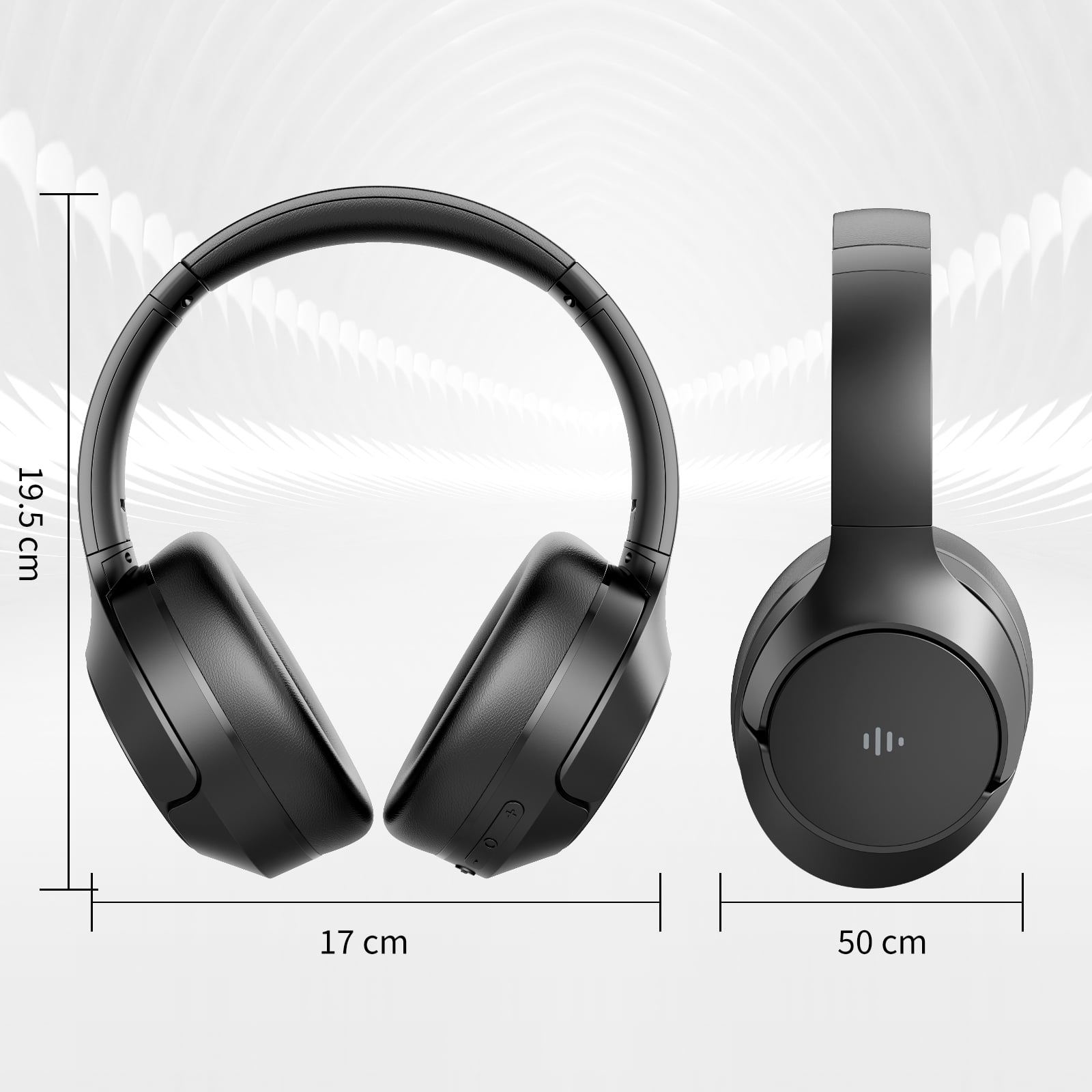 KVIDIO Active Noise Cancelling Headphones with Microphone, Deep Bass, 70H Running Time - Black