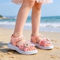 thumbnail image 5 of Oiyii Girls Beach Sandals Open Toe Princess Flats Pearl Rhinestone Strappy Summer Shoes, 5 of 9