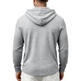thumbnail image 6 of MiYuan Mens Henley Hoodies Textured Knit Pullover Casual Long Sleeve Knit Hooded Sweatshirt with Kangaroo Pocket, 6 of 7