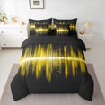thumbnail image 2 of Homewish Modern Geometric Artistic 7pcs Bedding Comforter Set,Stripes Lines Queen Bedding Sets,Black Yellow Queen Sheet Sets For Girls Kids,Microfiber Bedroom Decor Reversible, 2 of 8