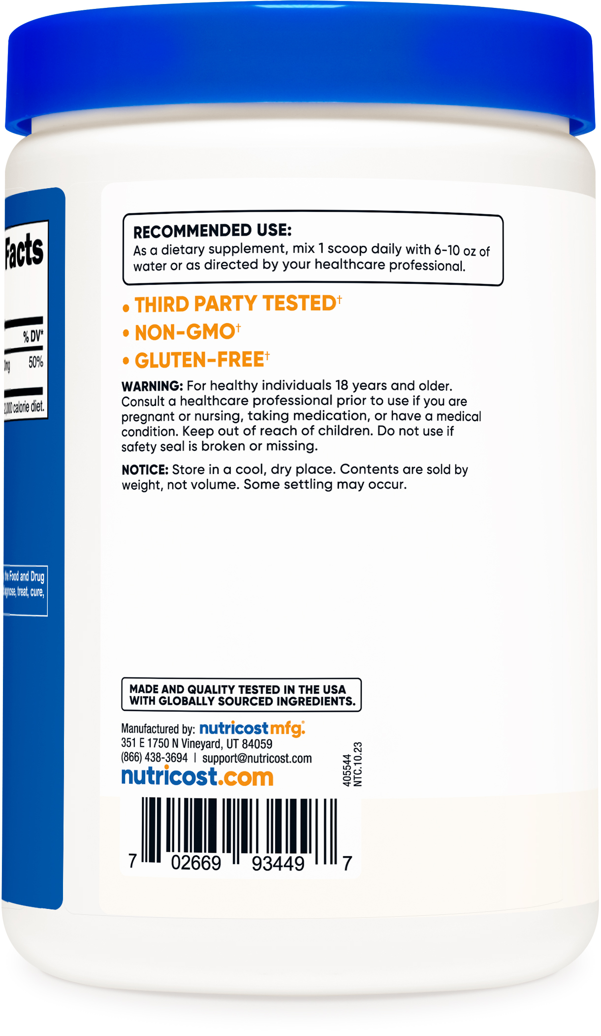 Nutricost Magnesium Citrate Powder (500 Grams) Unflavored - Gluten Free Supplement