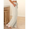 thumbnail image 4 of Cutuoiiu Women's High Waisted Solid Color Wide Leg Pants, Drawstring Elastic Waist with Pockets, Lightweight Loose Fit Long Trousers for Everyday Wear Gift, 4 of 8