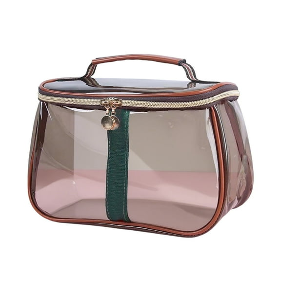 Retro Large Capacity Makeup Organizer for Women - Transparent Cosmetic Travel Bag with Portability for Ladies