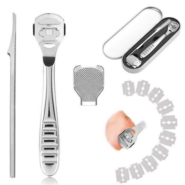 Pedicure Callus Shaver Kit, Non-Slip Handle Hard Skin Remover with Replacement Blades, Stainless Steel Foot File Care for Salon And Home Use (13 Pieces)