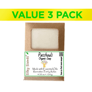 Silky Scents Patchouli Essential Oil Soap Bars - GMO Free, Certified All Natural Herbal Soap, 3 Soap Bars (13.05 ounces)