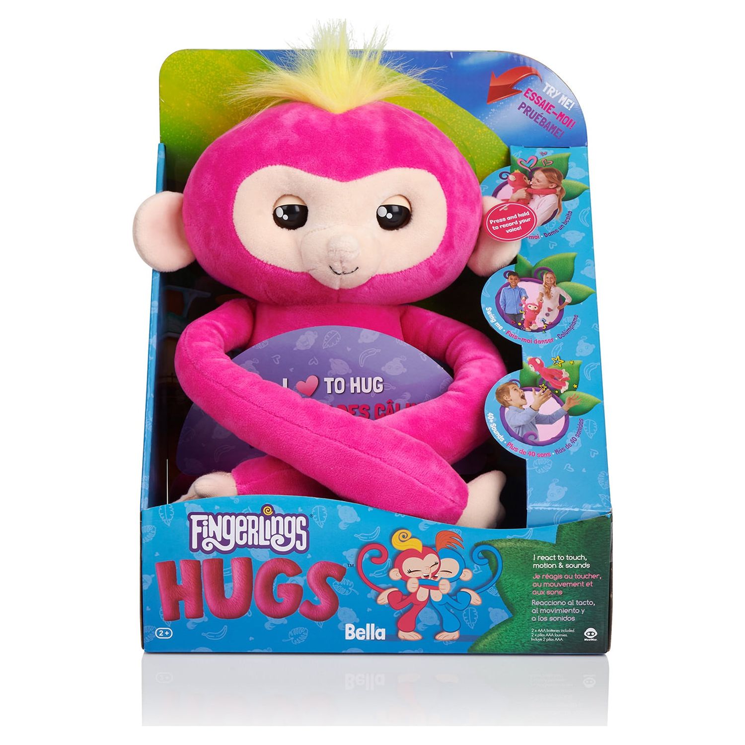 Fingerlings HUGS - Bella (Pink) - Interactive Plush Monkey by WowWee - image 4 of 9