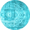 thumbnail image 1 of Ahgly Company Indoor Round Medallion Light Blue Traditional Area Rugs, 8' Round, 1 of 4