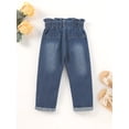 thumbnail image 2 of Baby Girl Cat Scratch Dual Pocket Paperbag Waist Tapered Jeans, 2 of 4