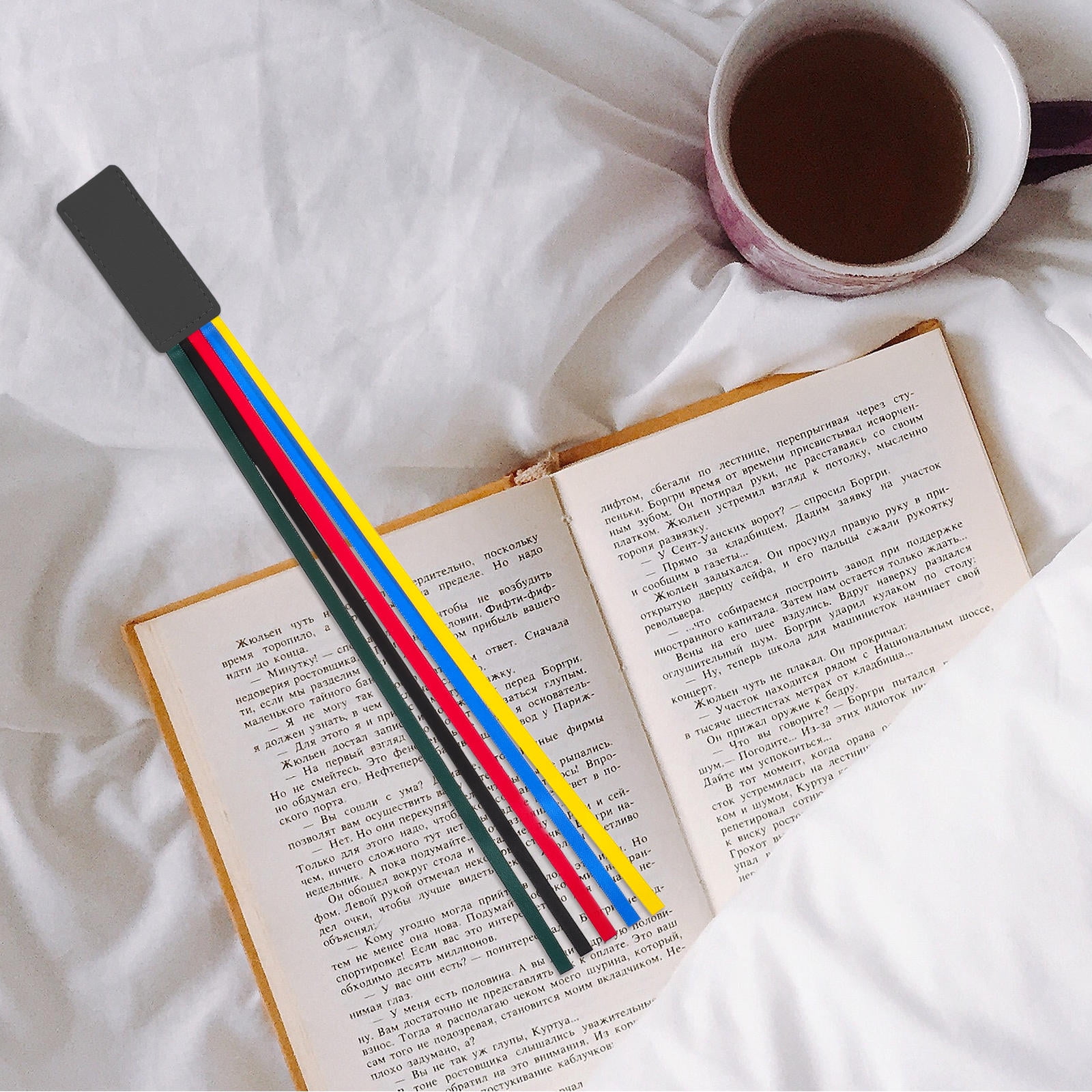 KAKOWELY 3Pcs Delicate Black Ribbon Bookmarks Crafted from Stable PU Material for Smooth Page Marking