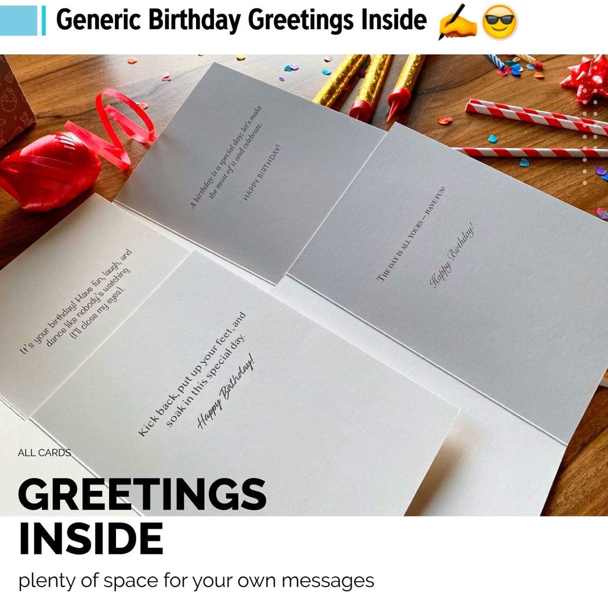 Happy Birthday Cards Assortment - Bday Cards in Bulk - 5x7 Assorted 48 Pack Unique Designs with Envelopes - Birthday Card for Men Women Kids - Sprinkles