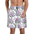 thumbnail image 1 of Balery Violets Flowers Traje de Baño Estilo Hawaiano para Hombre, Shorts de Secado Rápido con Bolsillos-Medium, 1 of 6