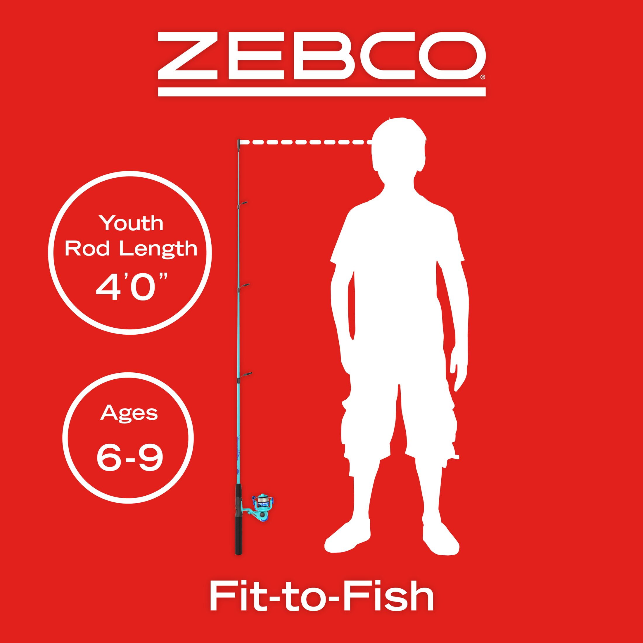 Zebco Splash Jr. Spinning Reel and Fishing Rod Combo, 4-Foot Fishing Pole, Blue