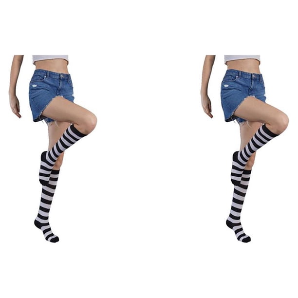 Qarigey Calcetines a rayas hasta el muslo, calentadores de piernas, Día de San Valentín, accesorios para mujer para diario, fiesta de franja ancha 2Conjunto