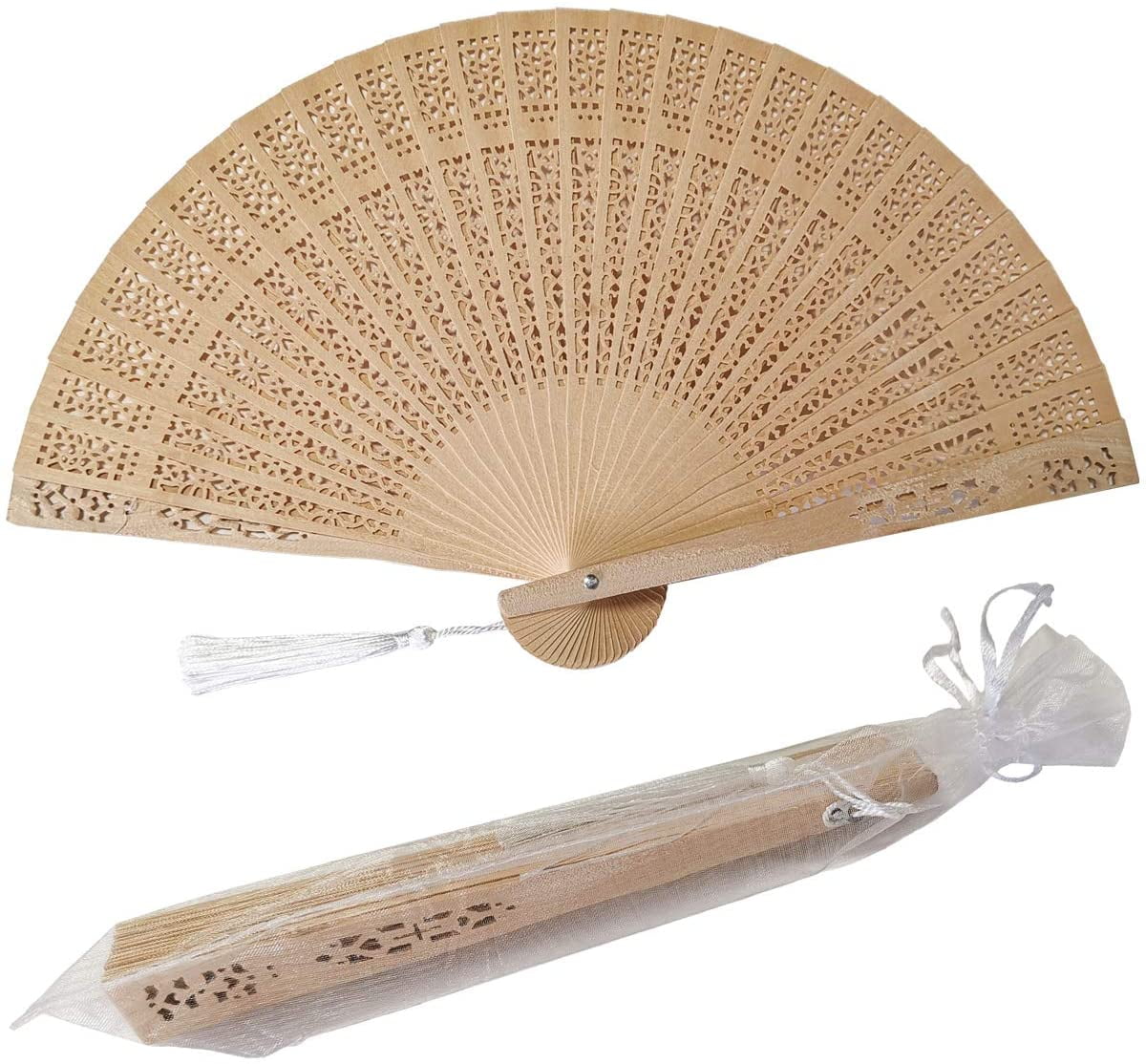 60pc Natural Wood Hand Chinese Wooden Fans Vintage  Wedding Favors  BULK 