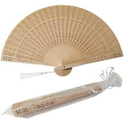 Chinese Sandalwood Scented Wooden Openwork Personal Hand Held Folding Fans for Wedding Decoration, Birthdays, Home Gifts