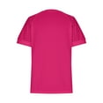 thumbnail image 6 of Solid Color Shirts For Women Irregular Hem Tops For Women Womens Summer Tops V Neck T Shirts Puff Sleeve Tops Loose Casual Tshirts Hot Pink L, 6 of 6
