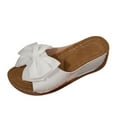 thumbnail image 2 of Bkhluea Women's Bow Sandals Square Open Toe Slip on Dressy Summer Sandals Wedge Sandals Platform Slides Platform Espadrilles Sandals, 2 of 7