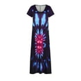 thumbnail image 4 of Ichuanyi Woman Dress, Summer Women Casual Summer Short Sleeve O-Neck Print Maxi Boho Ankle-Length Dress, 4 of 9