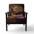 thumbnail image 4 of Designart "Hyperrealistic Rainbow Peony with Liquid Gold Drips II" Multicolor Flower Upholstered Accent Chair - Modern Arm Chair For Living Room, 4 of 5