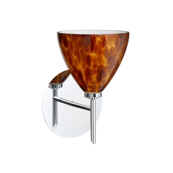 1SW-177918-LED-CR Besa Lighting Mia-One Light Mini Wall Sconce-5 Inches Wide by 7.5 Inches High-Chrome Finish-Amber Cloud Glass Color-LED Lamping Type