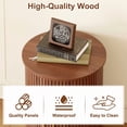 thumbnail image 5 of Fluted Round Side Table Set of 2, Mid Century Modern Night stand with Sliding Tambour Door and Storage Shelf, Wood Bedside Table, End Table for Small Space,Bedroom, Living Room, 5 of 8