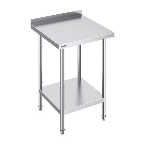 VEVOR 24 x 24 x 36 Inch Stainless Steel Work Table, Commercial Food Prep Worktable Heavy Duty Prep Worktable, Metal Work Table with Adjustable Height for Restaurant, Home and Hotel